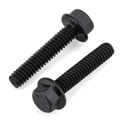 Image of Glvaner 1 /4-20 x 1-1 /2 inch (25 pcs) Stainless Steel Serrated Flanged Hex Head Bolts Bolts, 18-8 (304) Stainless Steel, Full Thread, Black Coated