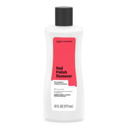 Image of Amazon Essentials Nail Polish Remover, Non-Acetone, With Coconut Oil, Formulated without Parabens or Phthalates, 6 Fl Oz
