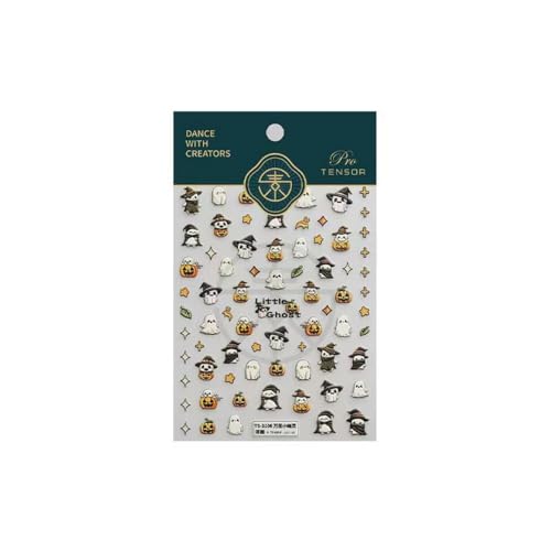Image of Halloween Nail Art Stickers 5D Embossed Self Adhesive Nails Decals Cute Ghost Nail Sticker with Design for Women Girls Halloween Supplies Manicure Decorations Accessories