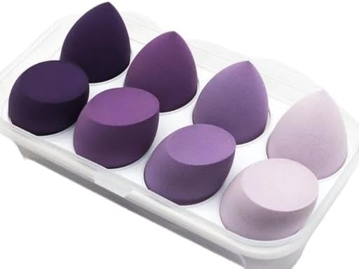 Sponge 8 Pcs in A Storage Box,Makeup Cosmetic Puff Makeup Sponge with Storage Box Foundation Powder Sponge Beauty Tools Women Makeup Accessories (Multicolour)