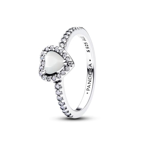 Bague PANDORA femme argent 925 cœur relief blanc 198421C11