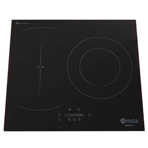 AMSTA Placa de Inducción de 60 cm, 4 Fuegos, 1 Zonas Flexibles, 7400W, Función Booster y...