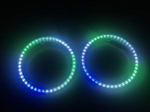 SDO TECH 2PCS 80MM Dream Chasing Color Car Angel Eyes Halo Rings, Headlight Lamp Daytime Running Light SMD3838 Chips Multil-Color Circle Ring,Smart Phone iOS Android App Bluetooth Ctrl Multi-Colors