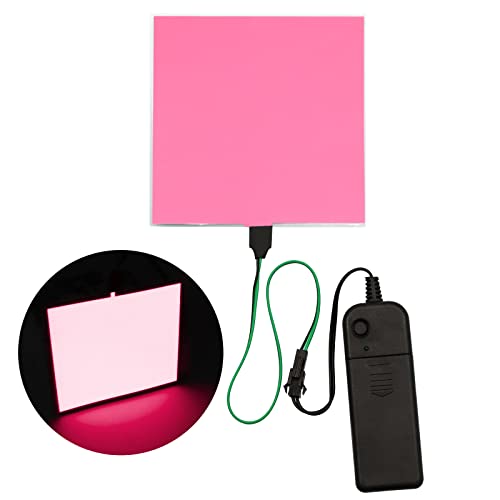 Image of 10 * 10cm EL Panel Electroluminescent Light Sheet Decorations Light Lamp Sheet Neon Sheet with Battery Inverter (Pink)