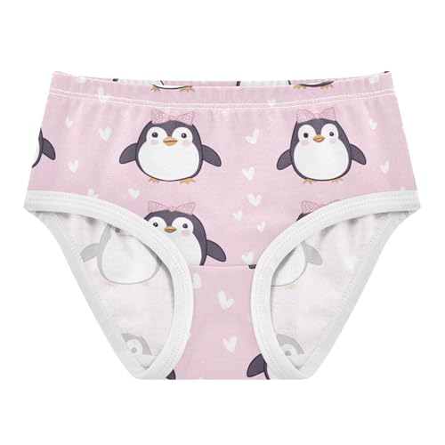 Wusikd Cute Penguins Girls' Underwear Cotton Bows Pink Girls Briefs Soft Toddler Underwear 2T