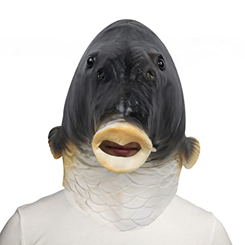 Sahgsa Fish Costume Mask - Animal Theme - Adults Unisex - Latex Material - Halloween Party Cosplay, Blackfish, 34 * 30 cm - Image 4