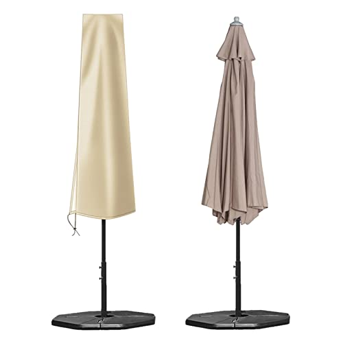 OKPOW Sonnenschirm-Abdeckung 420D Oxford-Gewebe wasserdichte Terrassenschirm-Abdeckungen mit Reißverschluss, für Ø 400 cm Sonnenschirm Garten Outdoor Regenschirm (240 cm × 33/45 cm, Khaki)