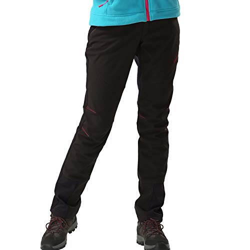 VERTAST Damen Wanderhose Warm Gefüttert Winddicht Winter Softshellhose Skihose Snowboardhose Trekkinghose Outdoorhose zum Wandern und für viele Outdoor-Aktivitäten, Schwarz, M/38