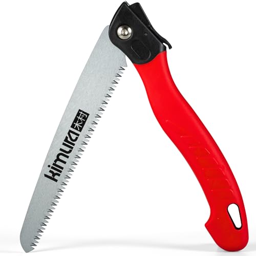 Kimura® Pro Folding Pruning Saw – Heavy Duty Premium Japanese SK5 Steel, Ergonomic Soft Non-Slip Handle, Lightweight Foldable Saw Ideal for Branches, Trimming, Camping, PVC, Hiking, Wood – 410mm