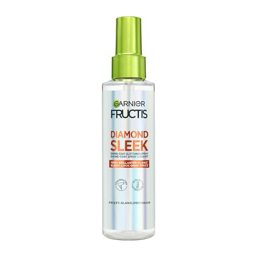 Garnier Fructis Diamond Sleek Shine-Coat Glättungsspray für bis zu 100h diamantartigen Glanz Sleek-Look ohne Frizz bis 72H Hitzeschutz bis zu 230C 150 ml