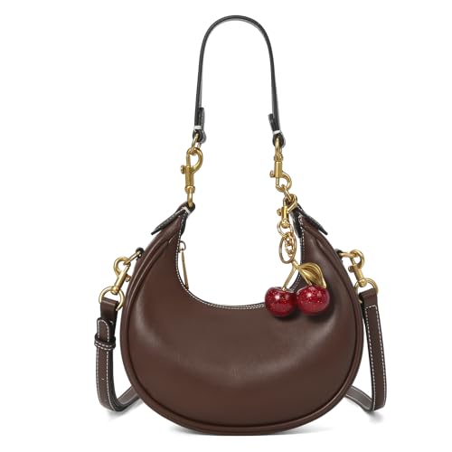Image of JQWSVE Small Top Handle Bags for Women Mini Purses Cute Ladies Handbags Crescent Mini Crossbody Bags with Cherry