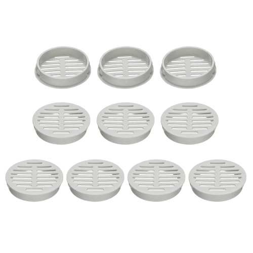 QUARKZMAN 10pz 50mm/2 Pollici Prese d'Aria Griglie Soffitto Circolari Intradosso, Copertura Sfiato Intradosso in Plastica Grigio chiaroper Bagno Casa Ufficio Cucina Armadio Guardaroba