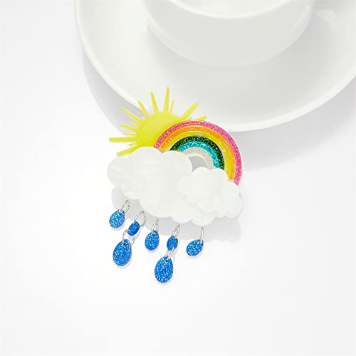 Cute Rainbow Cloud Brooch Pin for Women Girls Acrylic Sun Raindrop Dangle Pins Clip Lapel Shawl Sweater Shirt Scarves Dress Jackets Backpacks Brooches Pins Chic Jewelry Gifts Birthday4