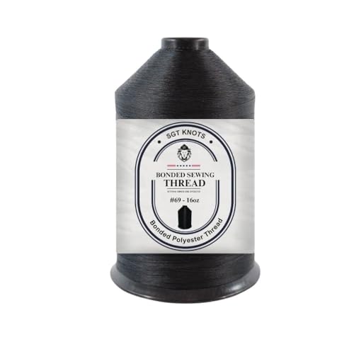 SGT KNOTS #69 Polyester Bonded Sewing Thread for Stitching Gear & Clothes, Crafts (16oz Spool, Black)