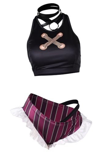 Vasojot Jinx Cosplay Swimwear Costume Adult Jinx Costume Women Halloween Party Cosplay Powder Outfits Medium