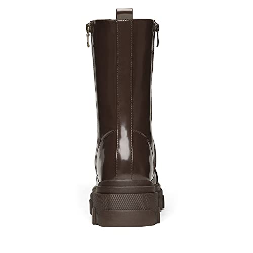 Image of DREAM PAIRS Women's Combat Boots Lace up Mid Calf Boots Low Heel Chunky Platform Lug Sole Riding Boots