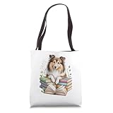 Shetland Sheepdog Books Flowers Book Reading Sheltie Dog Tote Bag