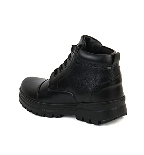 Image of XHUGOY MEDIUM RANGE LACE-UP COMBAT POLICE DMS WARDI BOOT IN BLACK|TAN COLOUR SIZE 3-12 FOR MEN