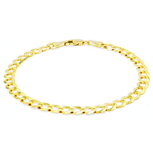 Nuragold 14K Yellow Gold 5.5Mm Cuban Curb Link Chain Bracelet, Mens Womens Lobster Clasp 7" 7.5" 8" 8.5" 9" - Real Gold Jewelry #TOP2