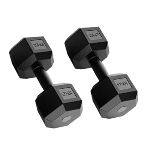 WLFKL Mancuerna Mancuerna Recubierta De Goma For Hombre, Equipo De Fitness For El Hogar, Campana Asiática Hexagonal, Mancuerna De 5KG, Mancuerna Sólida Sostener Objetos Pesados(10kg)