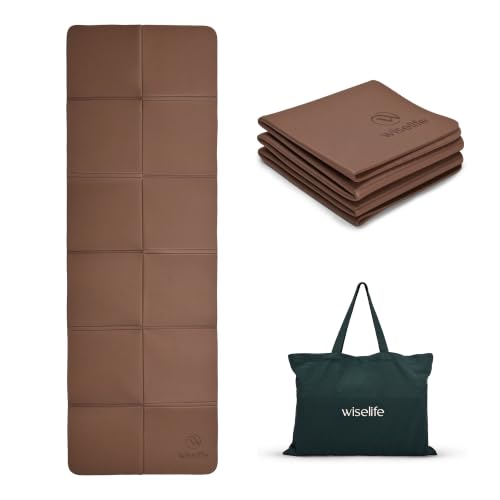 Image of WiseLife Foldable Travel Yoga Mat for Women & Men (Brown)