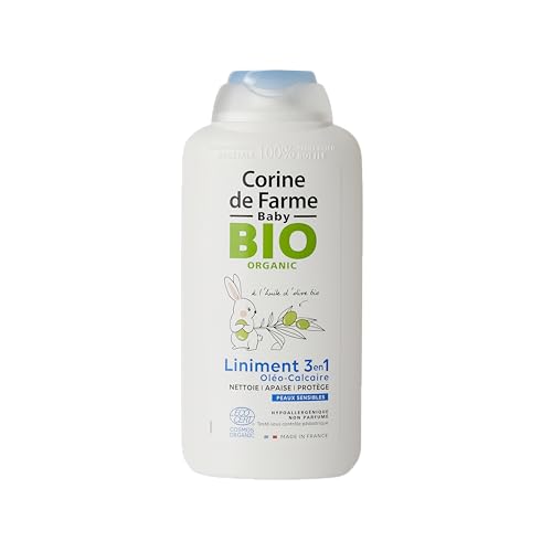 Corine de Farme - Liniment Oléo-Calcaire 3en1 BIO ECOCERT COSMOS - Nettoie, Protège, Apaise les Fesses de Bébé et Nouveau-Né - Hypoallergénique - 500 ml