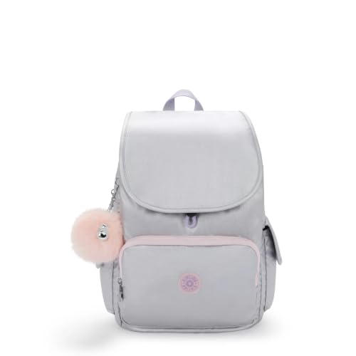 Kipling Mochila metálica City Pack, Brilho prateado metálico, Medium, Casual