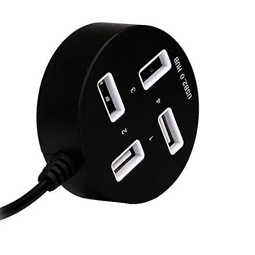 Image of XIKKART 4 Port USB hub, High Speed 4 Port USB 2.0 Multi HUB Splitter Expansion Round Shaped 4 Port USB 2.0 with Support Up to 1TB Multi Hub Adapter for Desktop PC