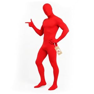 panemy Combinaison Intégrale pour Femmes et Hommes, Combinaison Unisexe Greenscreen, Déguisement Seconde Peau Halloween Carnaval Cosplay (rouge, L)