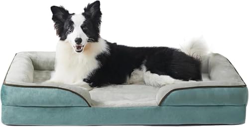 Image of Cutepups Orthopedic Dog Bed Comfortable Dog Mattress for Sleeping, Washable pet Bed for Dogs (Washed Blue /Cream, S)