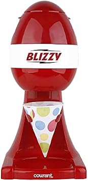 Courant Snow Cone shaved ice machine, Countertop Slushie Machine, Perfect for Desserts,Birthday Parties, with cones Red
