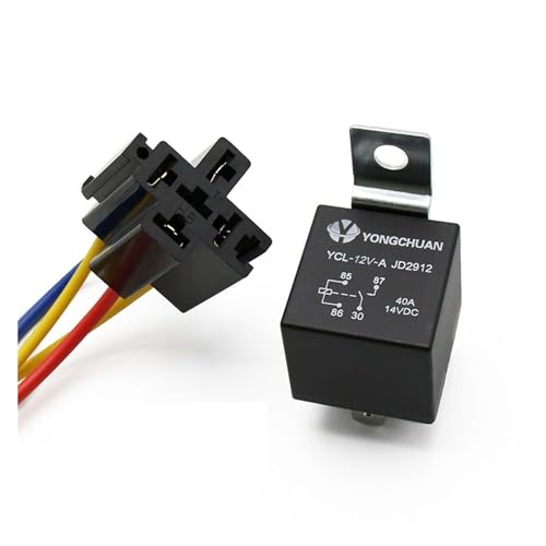 Relé de coche 12V 40A de 4 pines resistente al agua con enchufe y relé trasero de hierro