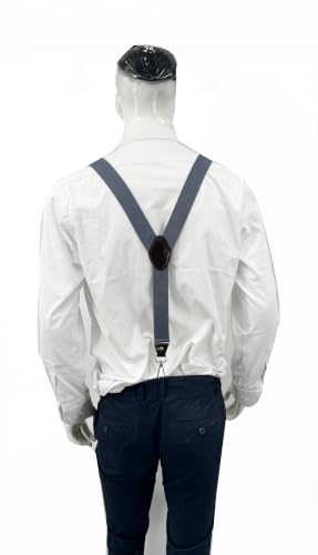 Image of Mens Suspenders with 3 Swivel Hooks Belt Loops 1.4 Inch Wide Heavy Duty Adjustable Braces