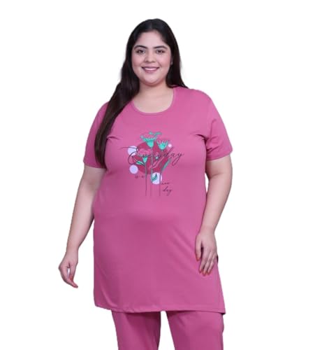 Image of In Love Women's Printed Cotton Plus Size Longline T-Shirt with Pockets | Cotton fabric - soft longline T-shirt with easy plus-size fit