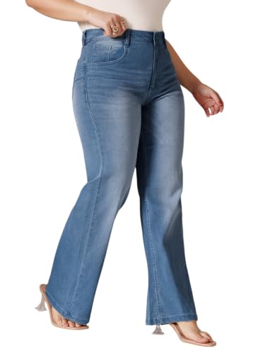Image of Miss Chase A+ Women's Wide-Leg High Rise Regular Length Stretchable Denim Jeans