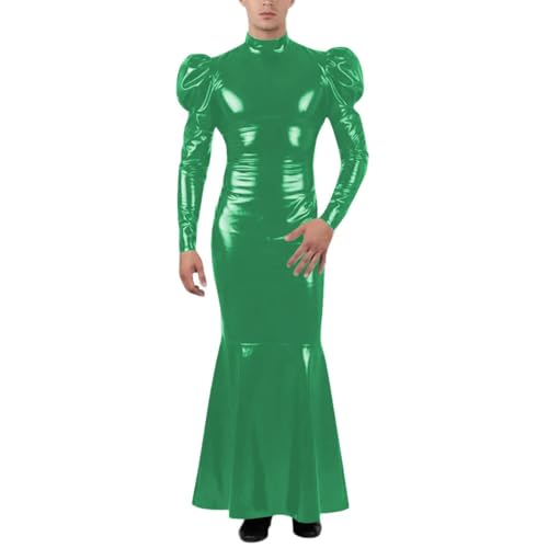 Vestido ajustado de charol de PVC premium con diseño estilizado y acabados de alta costura