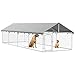 BARULUOAKLIFE Large Dog Kennel Outdoor Galvanized Steel Frame with Polyethylene Canopy for Labrador Bulldog Medium Large Breed Pet Shelter Weatherproof UV Protection