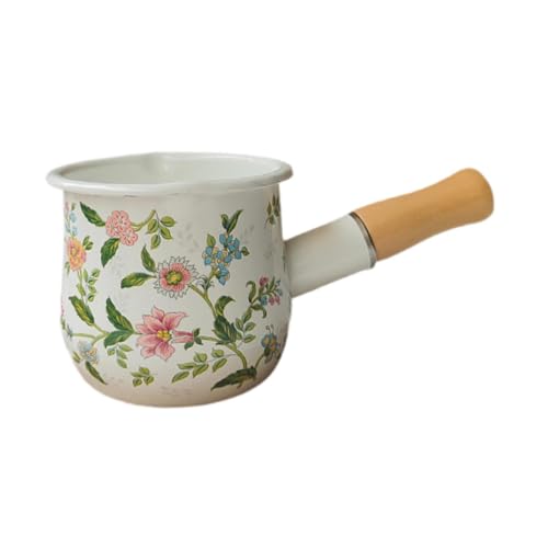 Gralara Small Enamel Milk Pot Sauce Pan Butter Melting Pot Coffee Milk Warmer Restaurant
