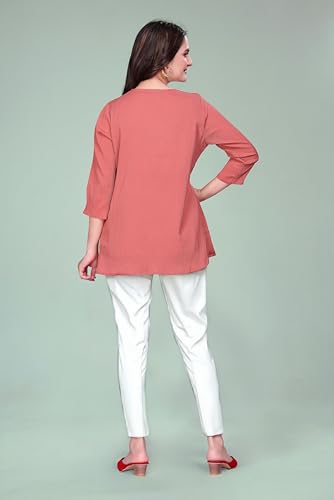 Image of SHANTVAN GALLERY Women's Tunics - Stylish & Comfortable Kurti for Woman with 3 /4 Designer Sleeves | Elegant Indian Short Tunic Top for Ladies | Casual, Festive