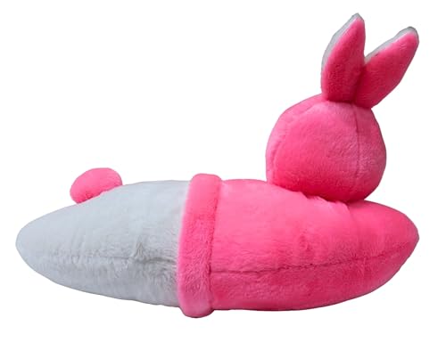 Image of Tickles Bunny Soft Stuffed Plush Animal Bolster Pillow Cushion for Kids Boys & Girls Birthday Gift (Size: 40 cm Color: Pink & White)