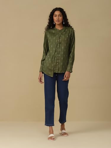 Image of Aarke Ritu Kumar Green Yarn Dyed Shirt