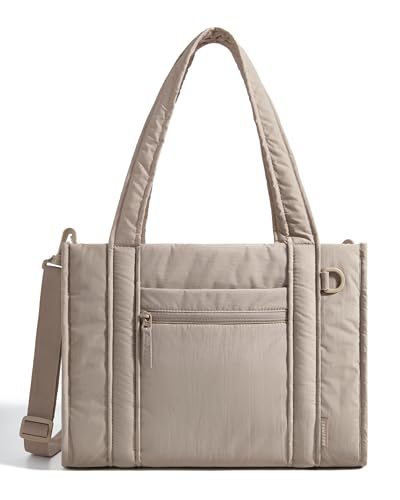 BAGSMART Small Tote Bag for Women, Lightweight with Zipper, Crossbody Purses for Travel Work College, Camel
