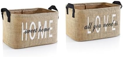 Prendi Home Juego de cestas de almacenamiento plegables de yute c...