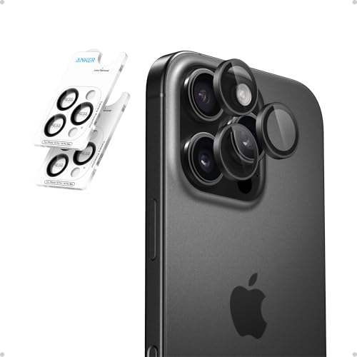 Anker Camera Lens Protector for iPhone 15 Pro/15 Pro Max, 2-Pack HD and Ultra-Durable ShieldX Glass, Easy Installation, Exclusively for iPhone 15 Pro/15 Pro Max (Black) iPhone 15 Pro/15 Pro