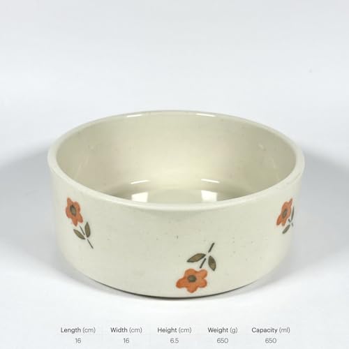 Image of SNS Handmade Ceramic Serving Bowl Set (Pack of 2) | Microwave Safe Cute Ceramic Bowl Set | Aesthetic Snack, Salad, Cereal, Dessert & Soup Bowl | Premium Kitchen & Breakfast Bowl (Red Florette Bowl)