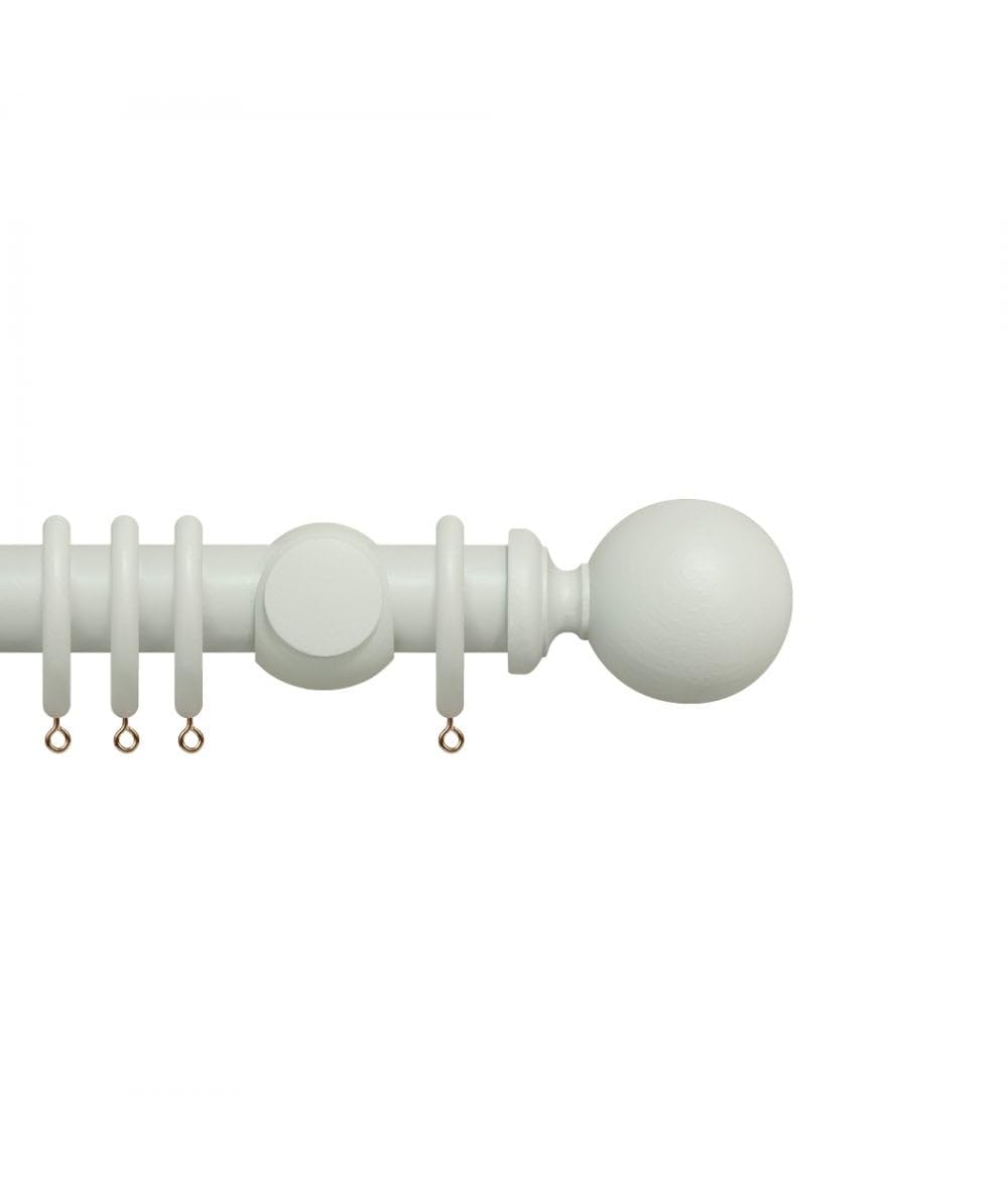 Premium 35mm Wooden Curtain Pole Set - Chalk White 250cm