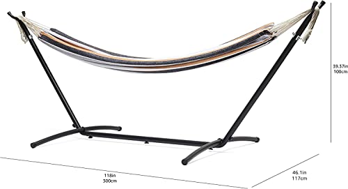 Image of Amazon Basics Double Portable Hammock with Space Saving Steel Stand and Carrying Case, 2 Person, 470lb Capacity, Multi Color, 118 inch x 46 inch x 39 inch