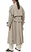 Farktop Womens Oversized Long Trench Coat Double Breasted Lapel Windproof Overcoat with Belt