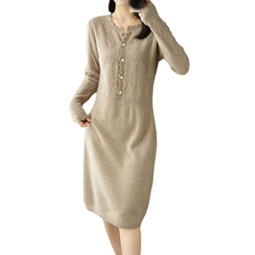 Robe tricotée en laine Kelsiop chaude à col rond pour vos journées d'hiver au bureau