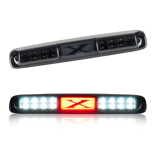 Image of Third 3rd Brake Light, LED High Mount Stop Light for 1999-2007 Chevy Silverado GMC Sierra 1500 2500 3500 HD Classic, Rear Center Cab Roof Tail Cargo Lamp, X Style